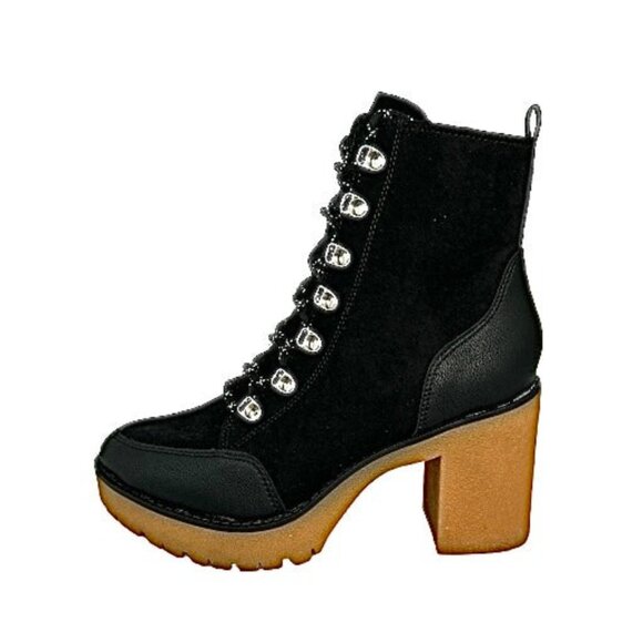 SUN STONE LENNONN Women's Lace-Up Block Heel Platform Booties Black Size 7 - Picture 3 of 8